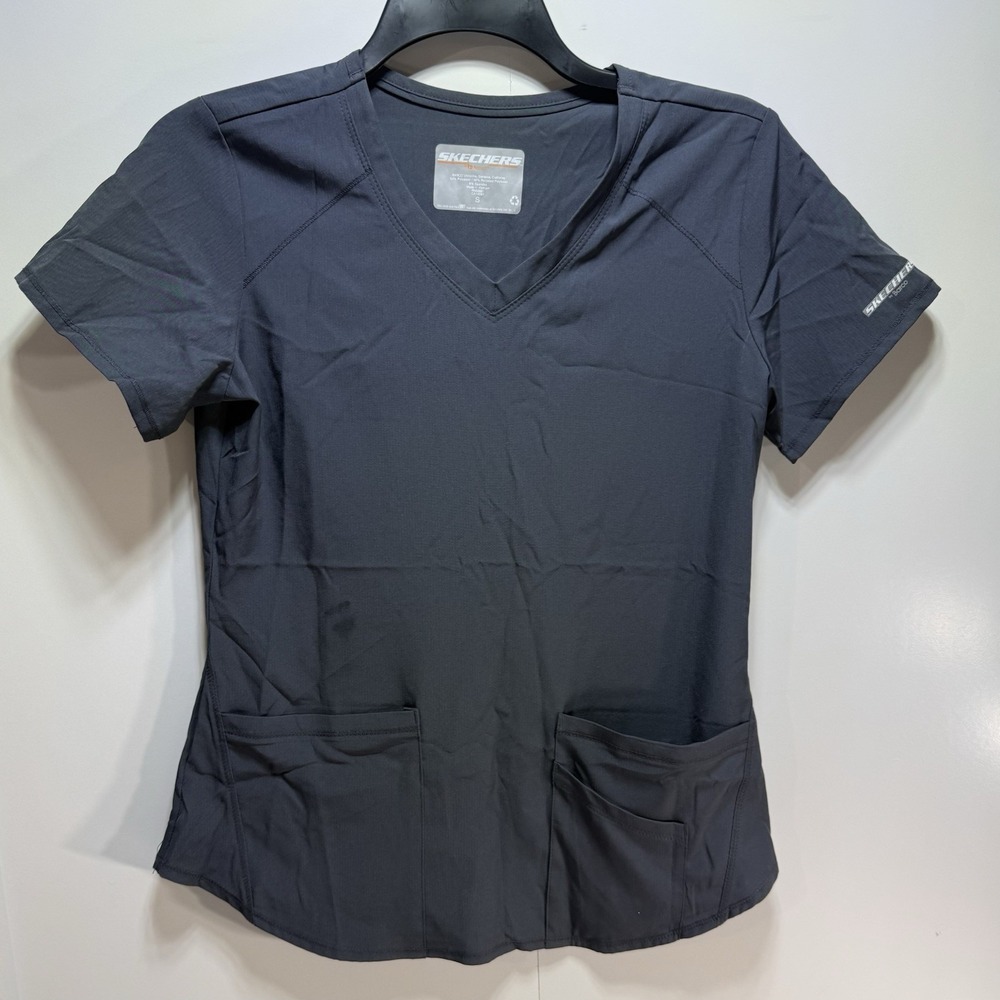Sketchers Barco Uniform Top Scrubs 2 Pocket Active Stretch Womens S Gray
